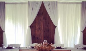 Barn Wood Panel Backdrops with sheer for a stunning rustic look